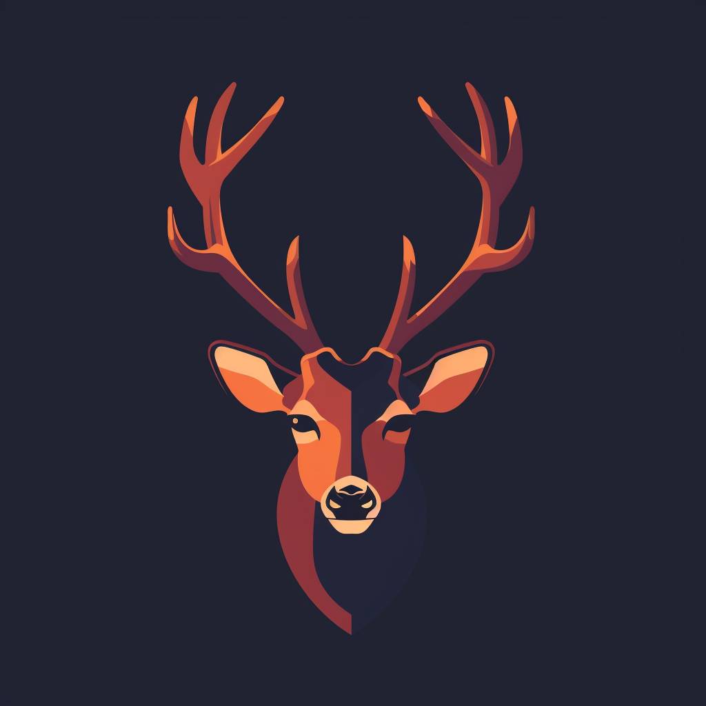 Flat vector logo of deer head, minimal graphic, by Sagi Haviv –no realistic photo detail shading - v 6.0
