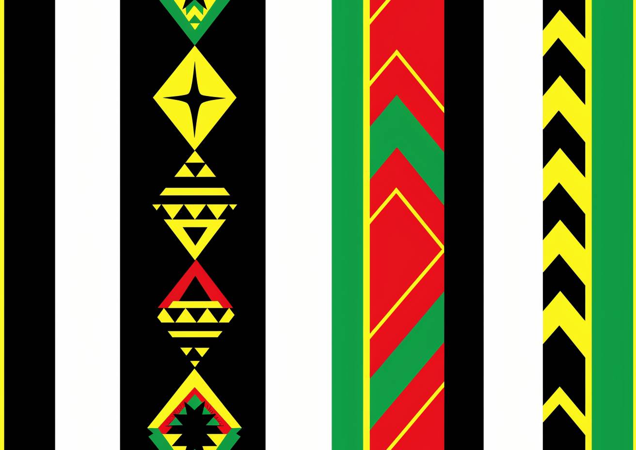 African tribal pattern, in the style of red, green, and yellow colors, in the style of African print style fabric design