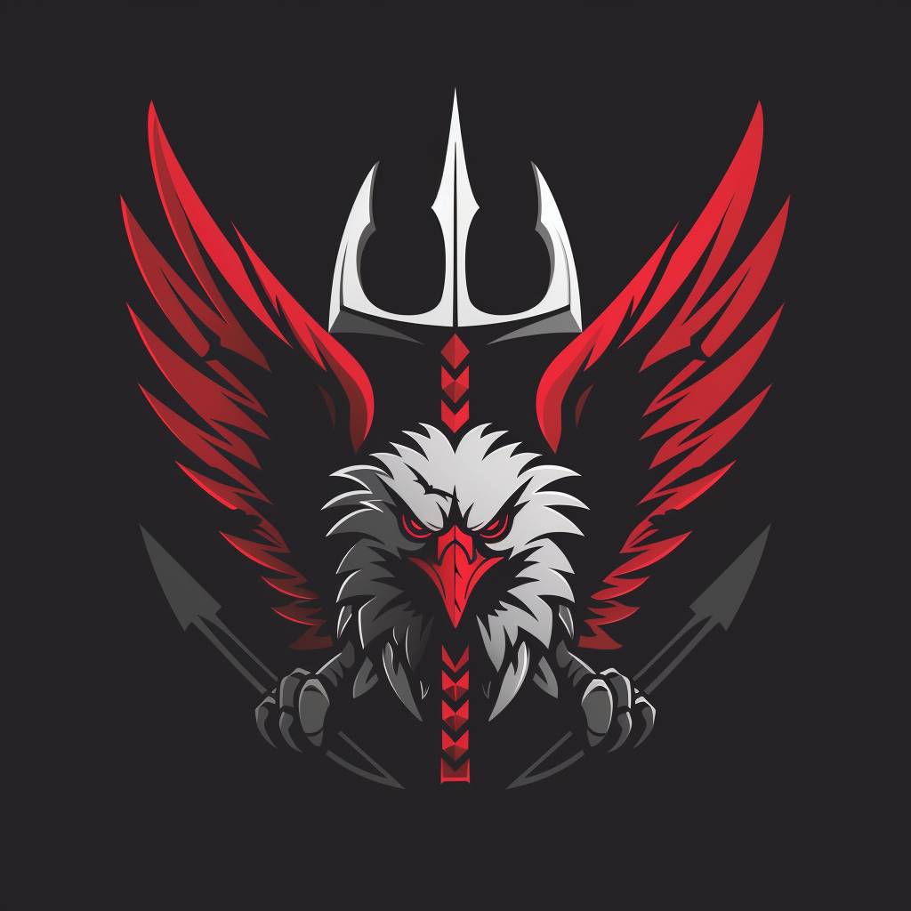 Logo of an eagle with trident, emblem, aggressive, graphic, vector