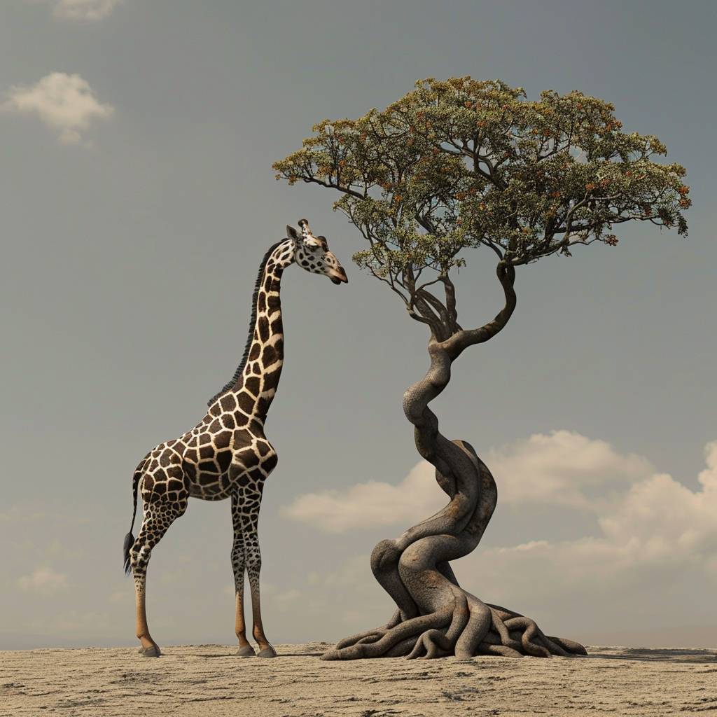 an impossible tree made from a giraffe