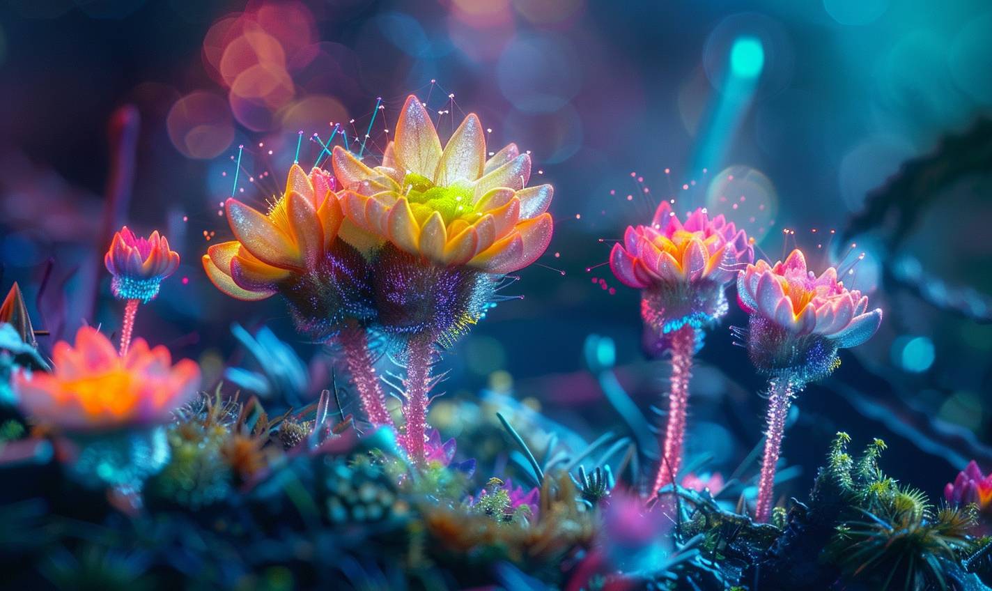 Colorful luminescent mossy flora