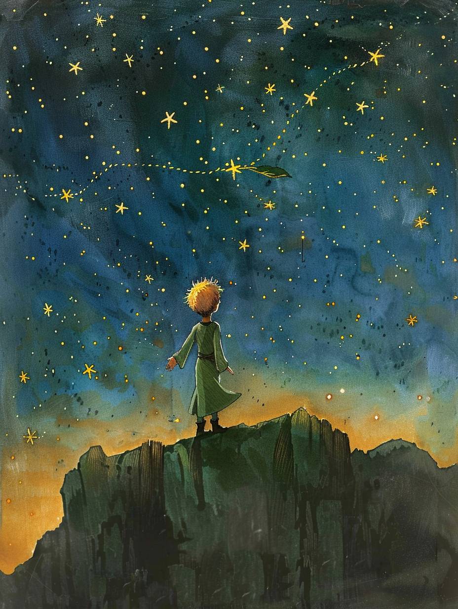 A nursery print similar to the classic story of The Little Prince