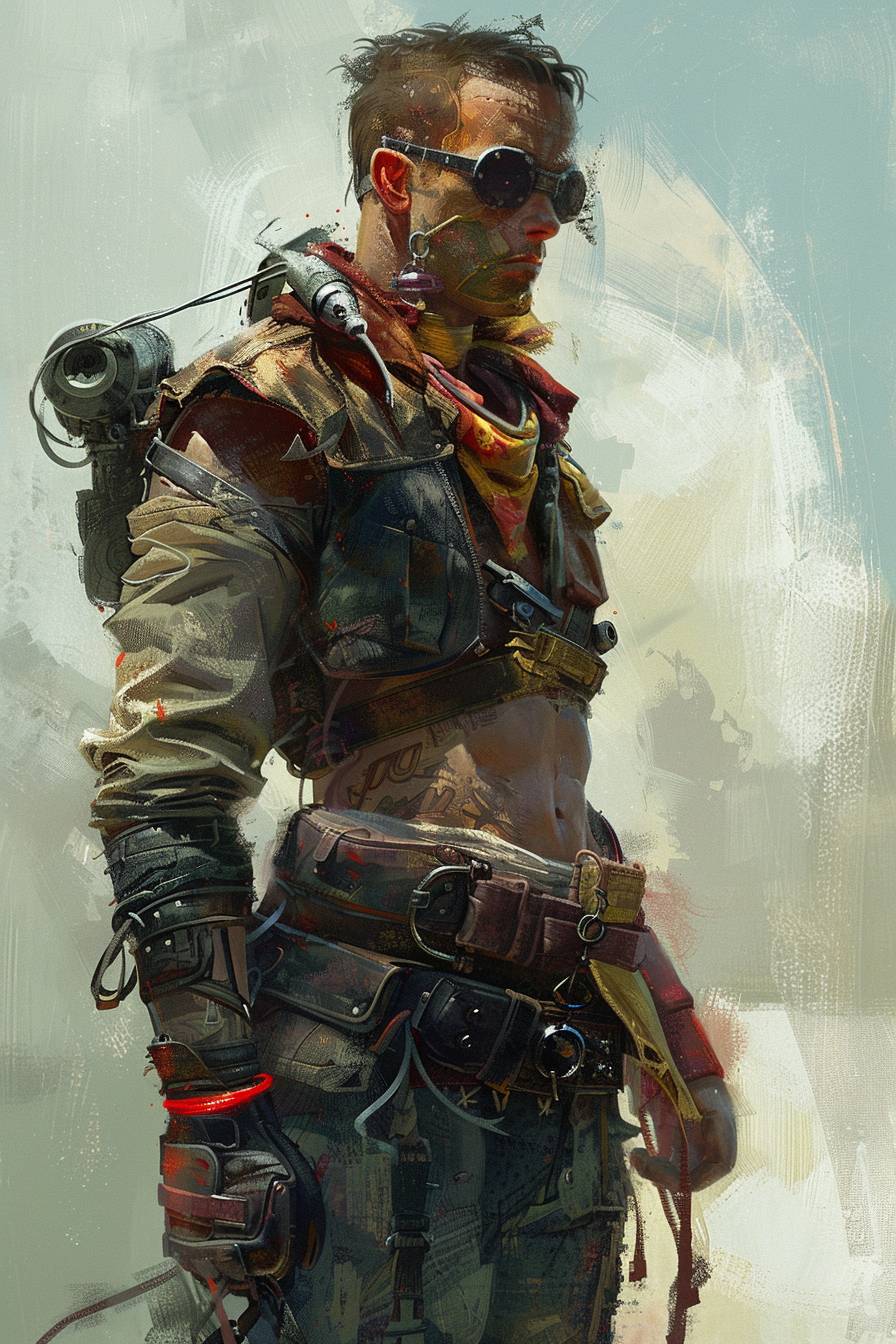 In style of Craig Mullins, character concept design, half body