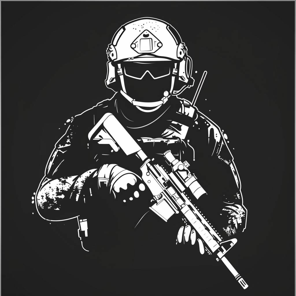 Emblem logo of a special forces unit, tactical military, aggressive, vector graphic