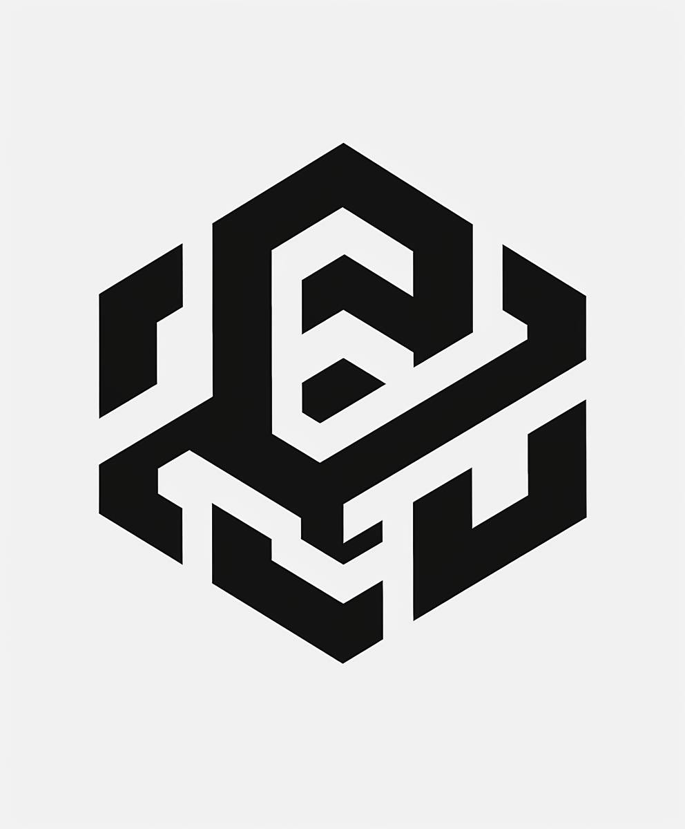 Icon, black and white color, built with large geometric shapes, Isotype, minimalist, simple, flat design, 2D