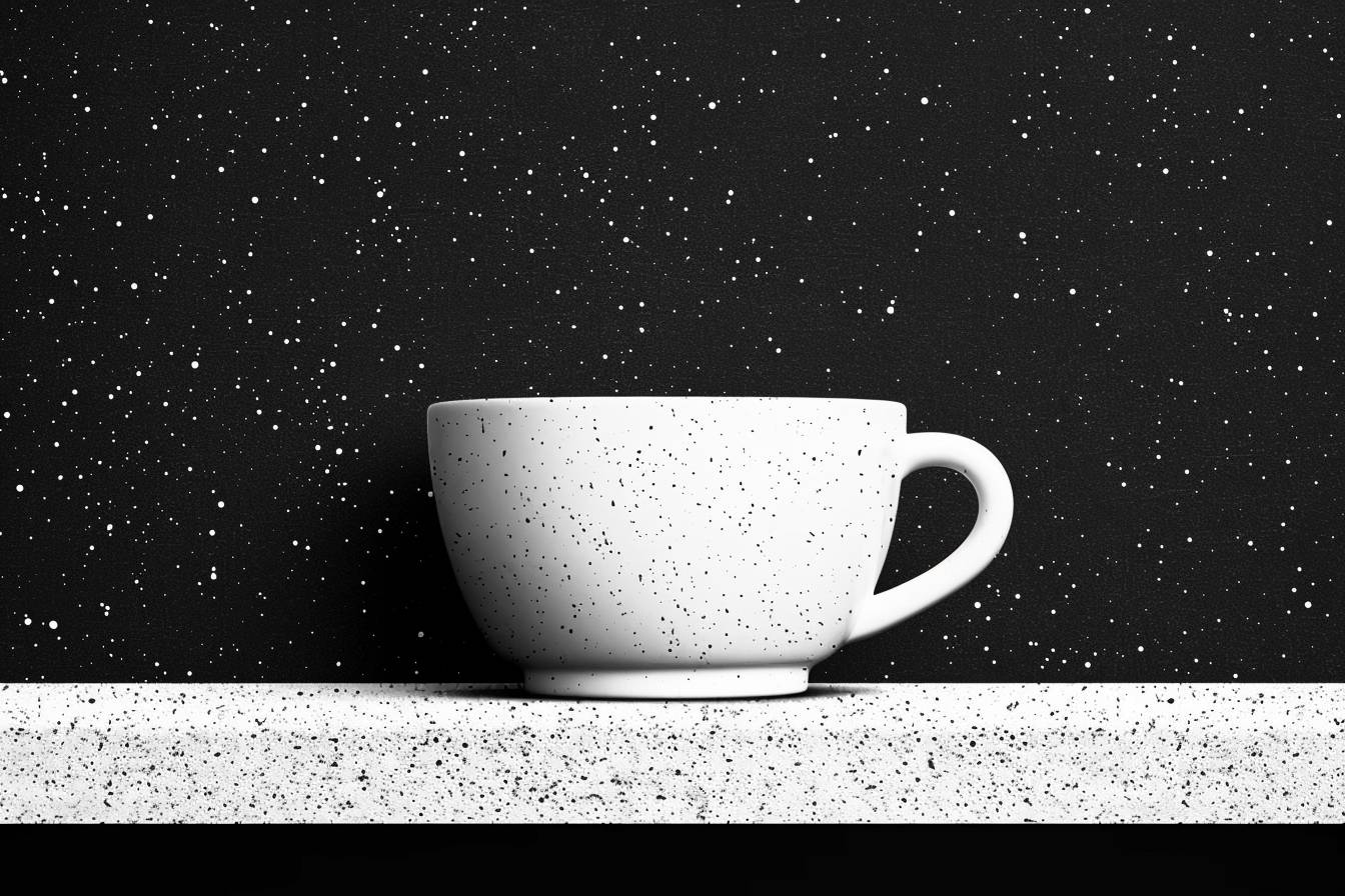 White coffee cup mockup on top of a minimalist sculpture, still life --chaos 30 --ar 3:2 --sref 3841075374 --stylize 250  --v 6.0