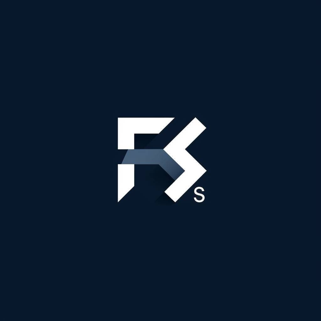 F N S文字ロゴ、シンプル、青と白、ベクトルエンブレム、基本的、細部が少ない、滑らか