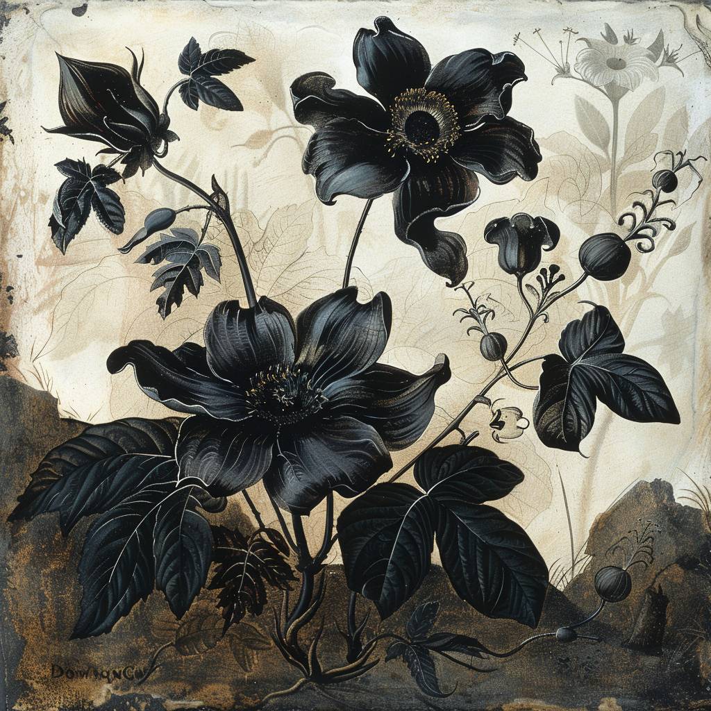 Black Flowers by Maria Sibylla Merian
