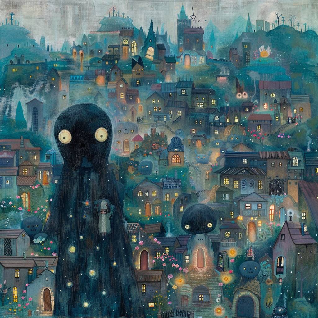 Nazgul flying over sleeping town by Hikari Shimoda