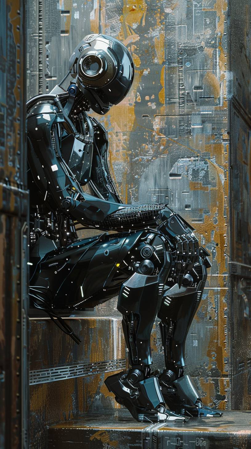 In the style of delicate chromatics, futurist body, pulp comics, robotic, mercuria, cyberpunk realism, android, chroma, metallic, metal skin, hyperrealistic painting, full body, fullshot, futuristic