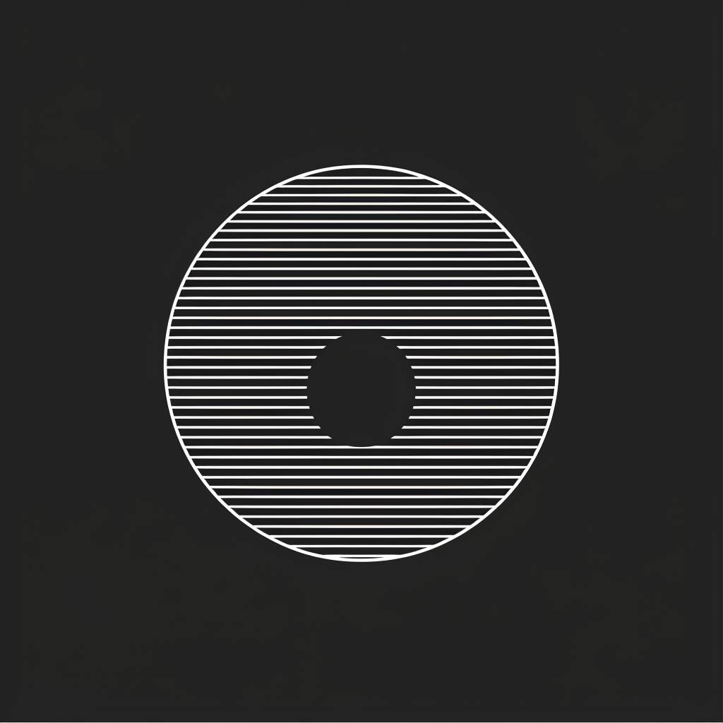 Minimalistic linear logo design, black and white, blank background