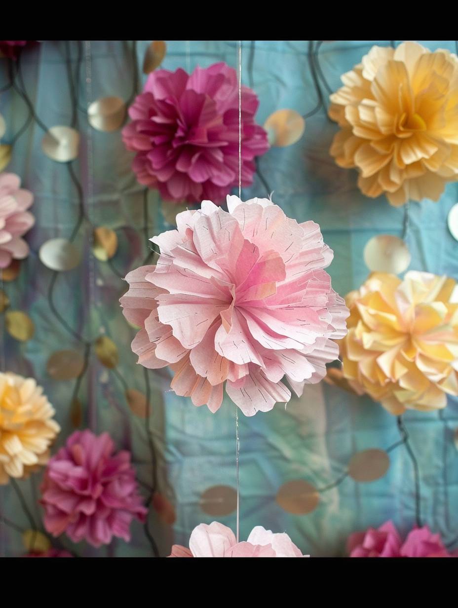 Stock photo of paper flower garlands