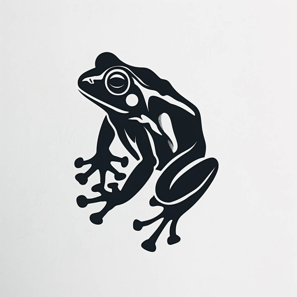 Vector graphic logo of frog, simple minimal, by Rob Janoff –no realistic photo details