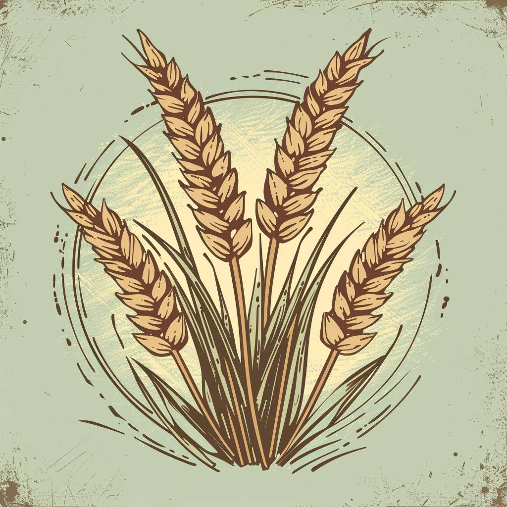 Farming wheat emblem, kitschy vintage retro simple –no shading detail ornamentation realistic color - v 6.0