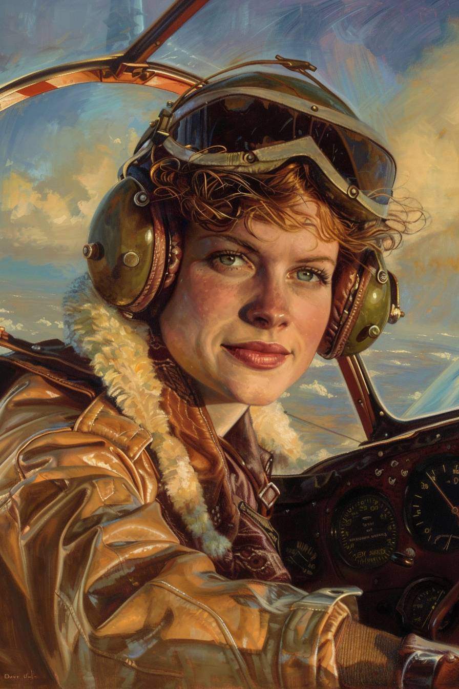 David Uhl's painting depicting Amelia Earhart