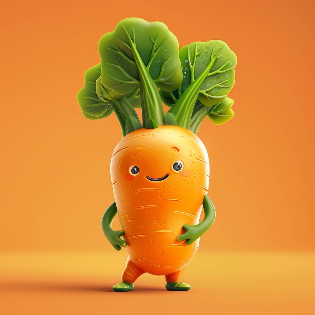 Mascot for a vegetable drink brand, super cute, 2D