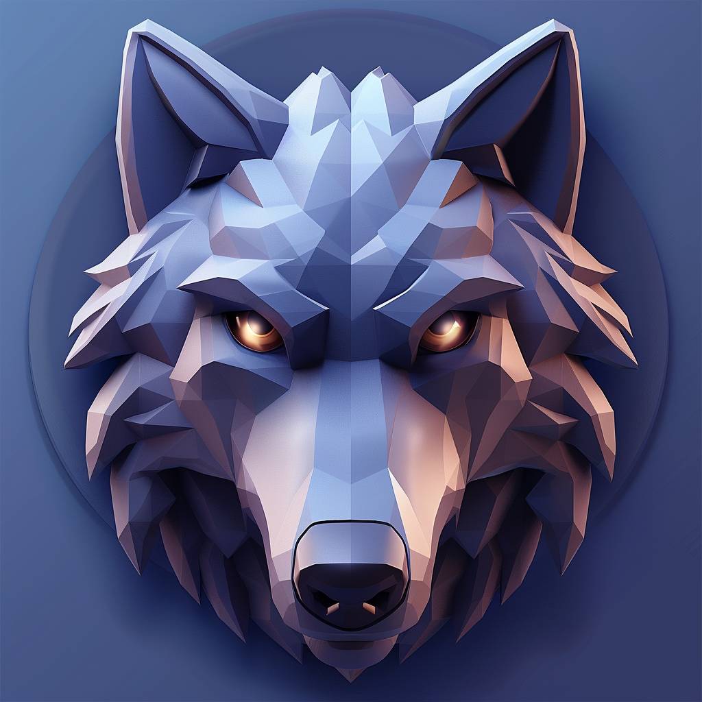 Wolf head, front view, application, clean UI icon app logo 3D
Esports logo