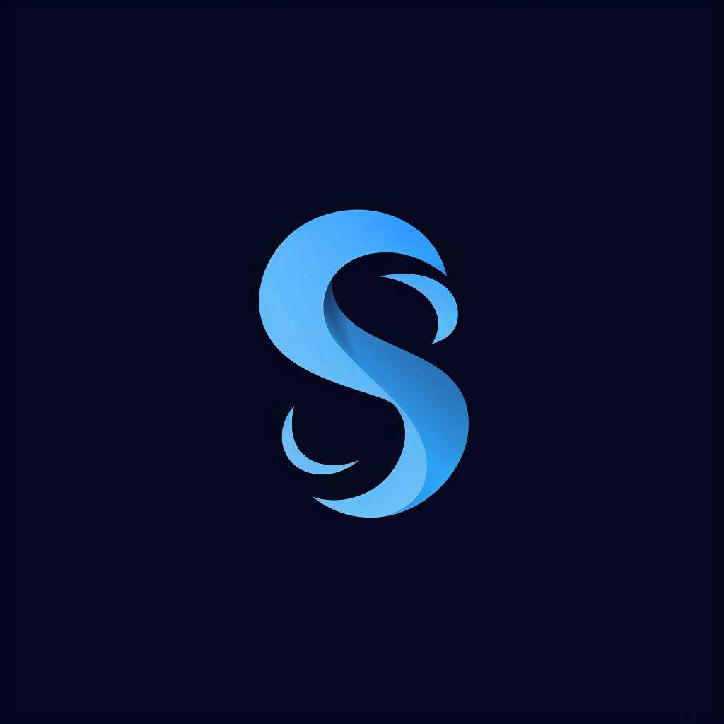 シンプルなロゴ、青色、主要なシンボルはSで、ネガティブスペースを使用したデザインで、販売に関連しています