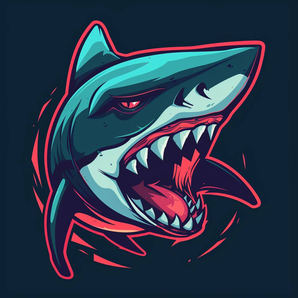 Illustration flat design shark warrior mascot esport gaming logo, sketch style, by Paul Rand --v 6.0