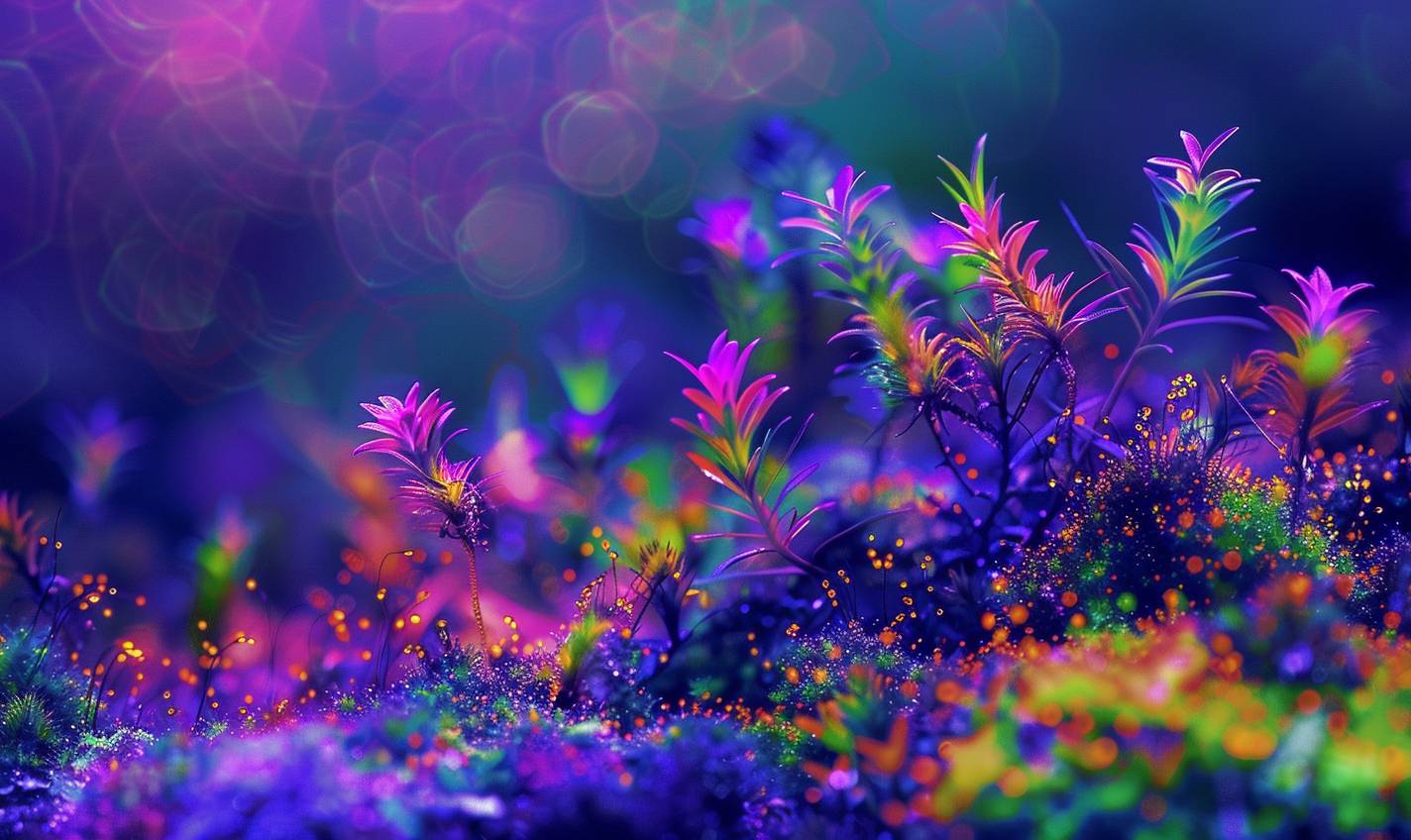 Colorful luminescent mossy flora
