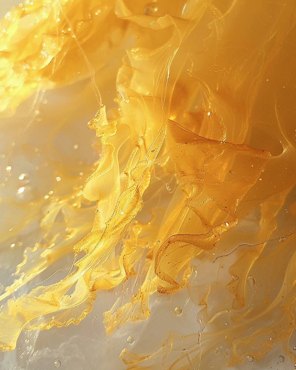 Close-up photo of jellyfish, bright yellow to orange gradients