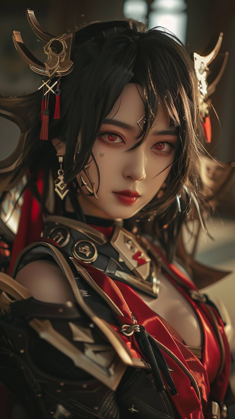 A cinematic still portrait photo of a female hero from Genshin Impact in the Genshin graphics style.