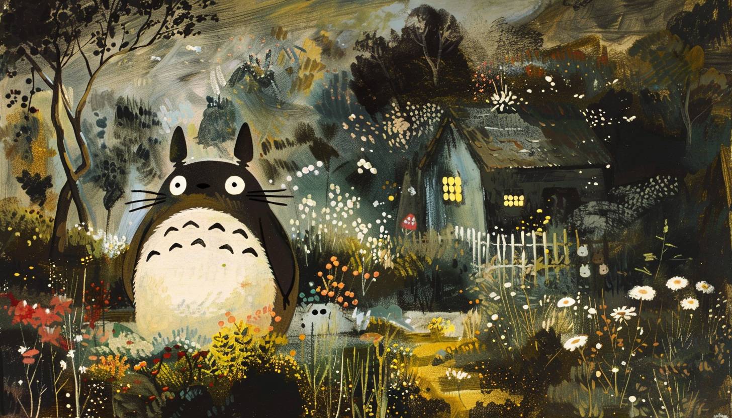 Mary Fedden's painting depicting a Totoro anime scene
