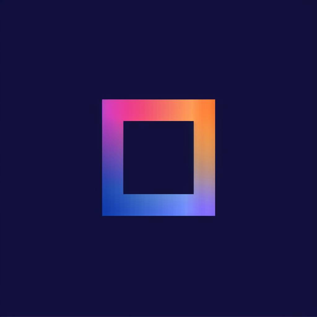 イワン・チェルマイエフによる、シンプルでミニマルな、青紫オレンジグラデーションの正方形のフラットベクターロゴ