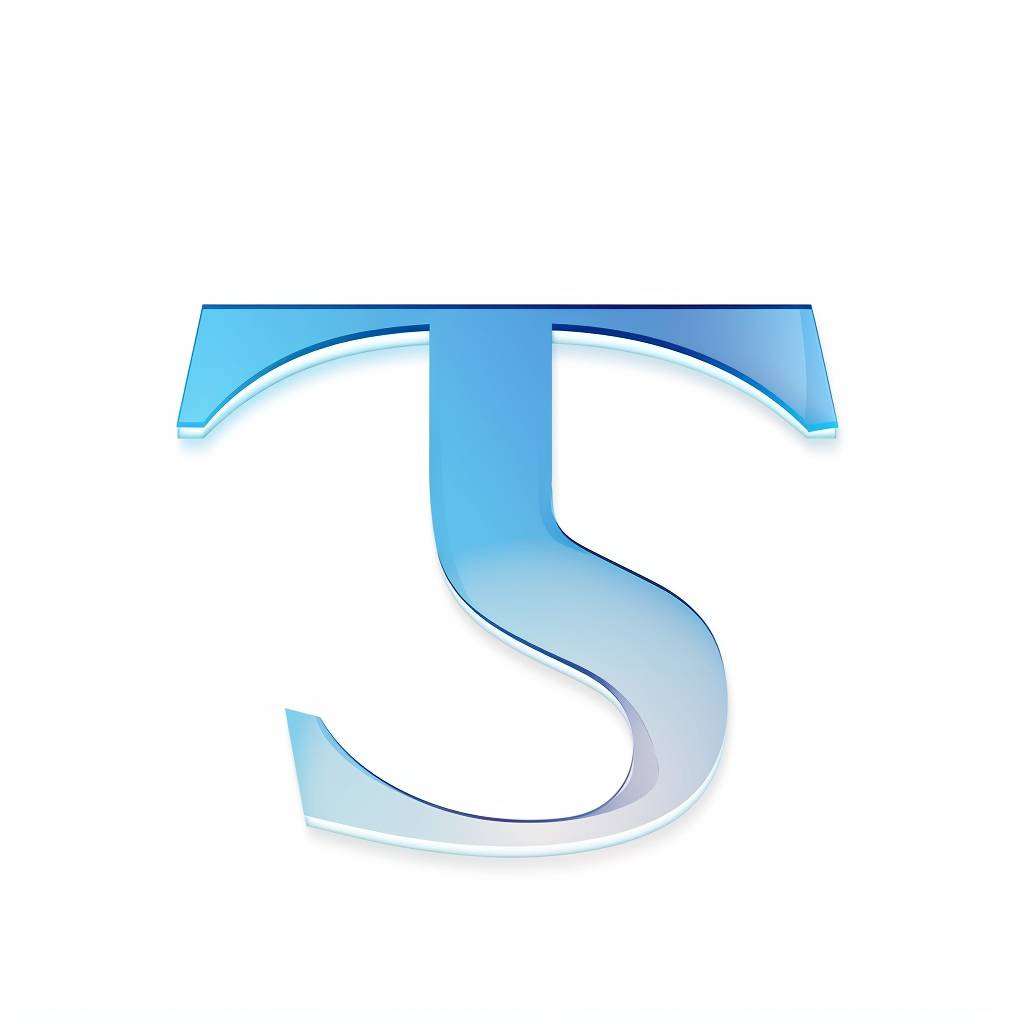 Software development company logo with letter T and S, logo, simple, sky blue gradient, white background, simple, 2D