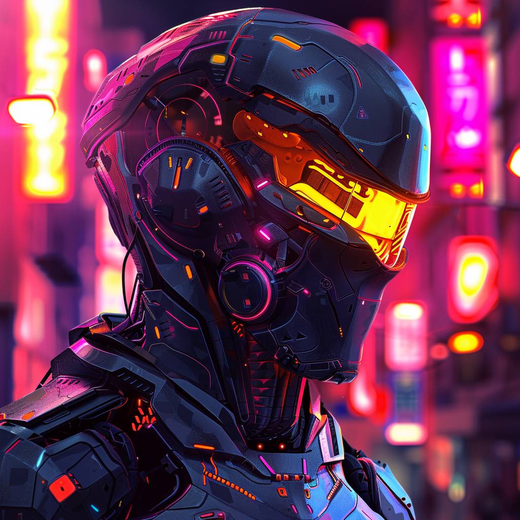 In the style of neo-futuristic, neon bright, illustrated, high tech, highly detailed, bright colors, androids --v 6.0