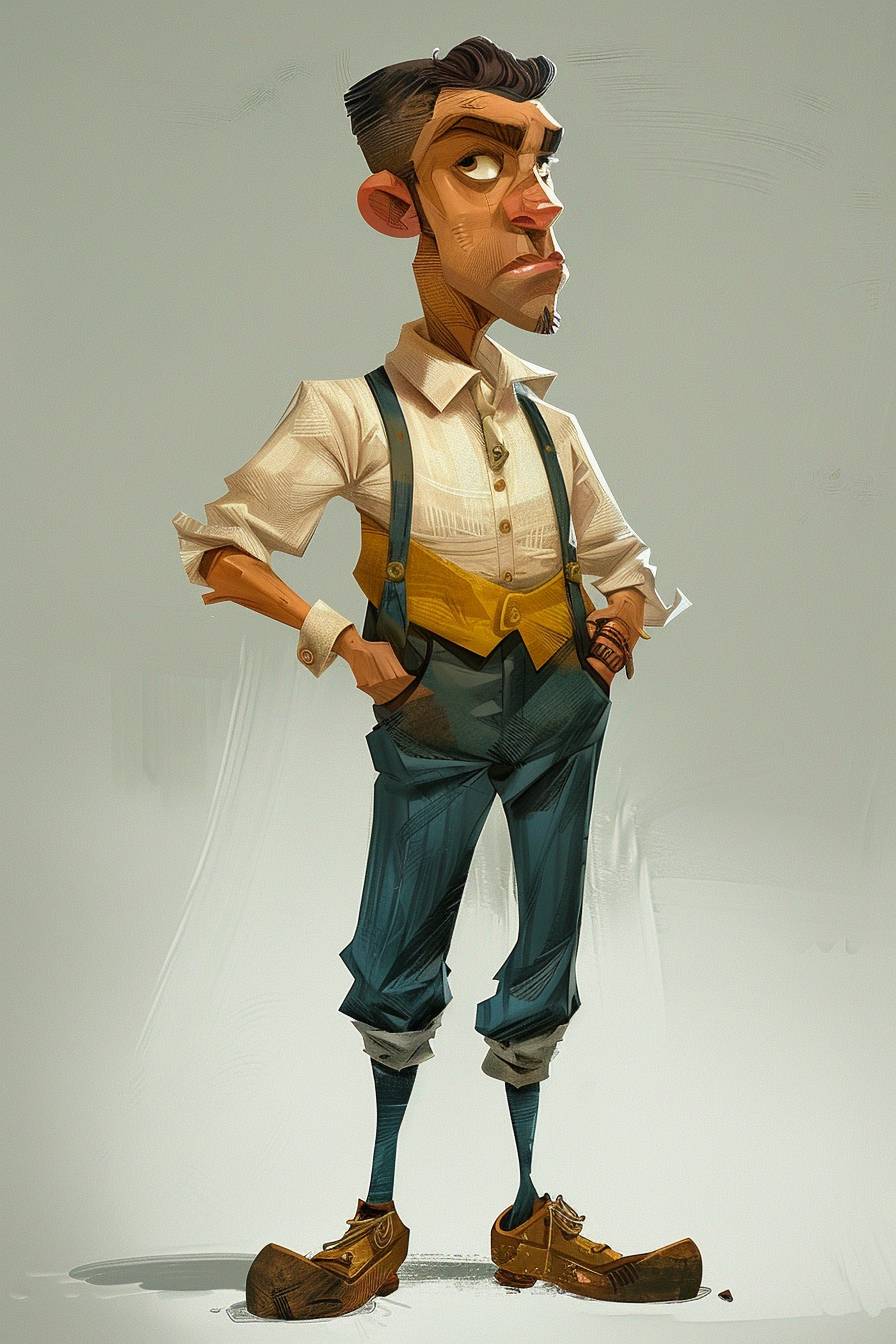 Hergéスタイルのキャラクターコンセプトデザイン、ハーフボディ