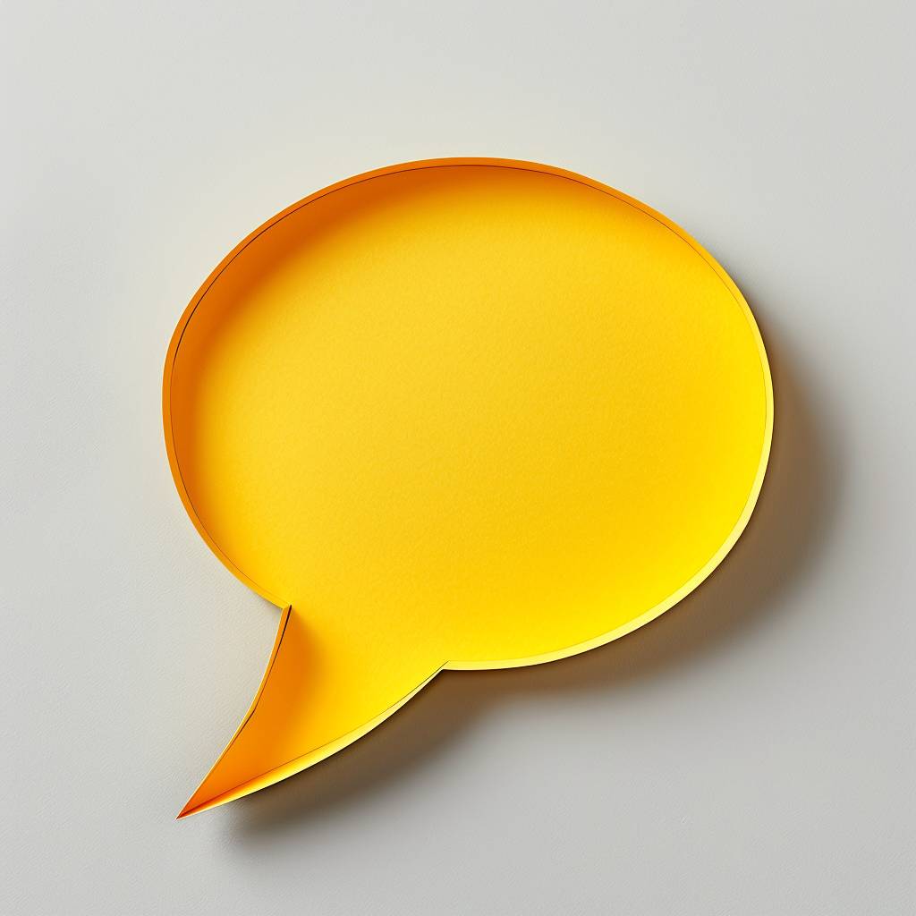Yellow Paper Speech Bubble on plain White Background