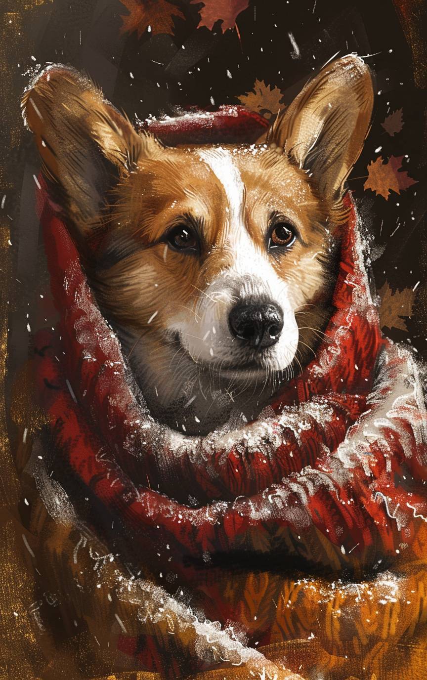 Illustrated image of a corgi dog feeling cold