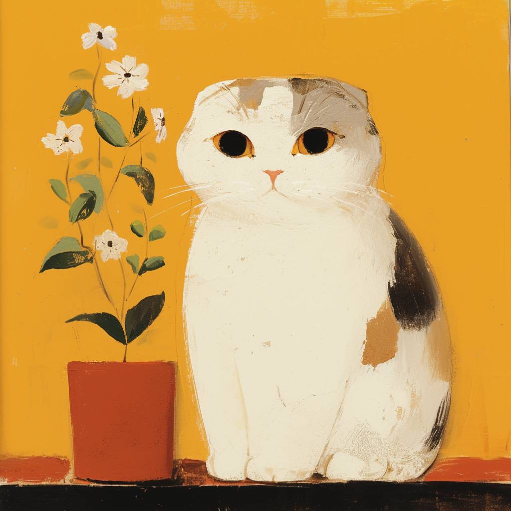 메리 페든의 그림은 스코티시 폴드 고양이를 그렸습니다