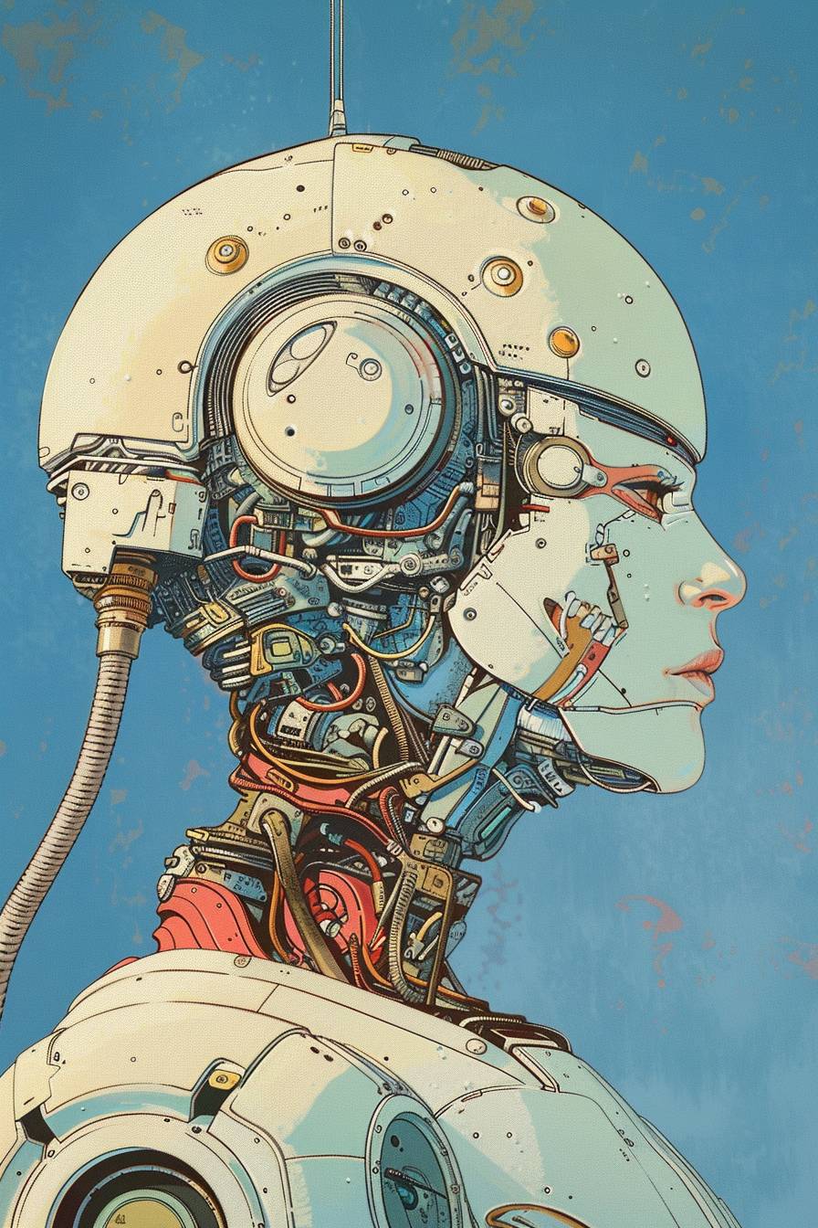 Moebius' illustration depicting robot portrait