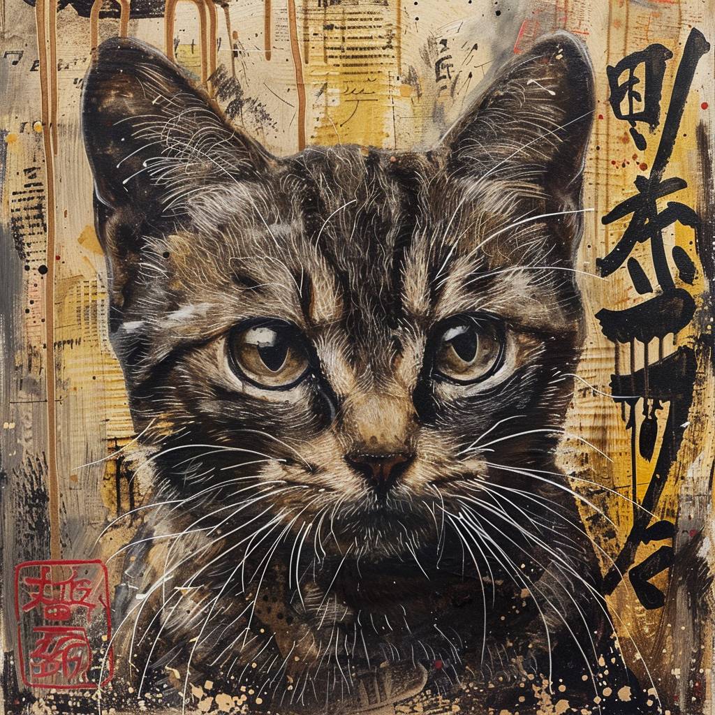 Feline animal painting in the style of Akira Toriyama