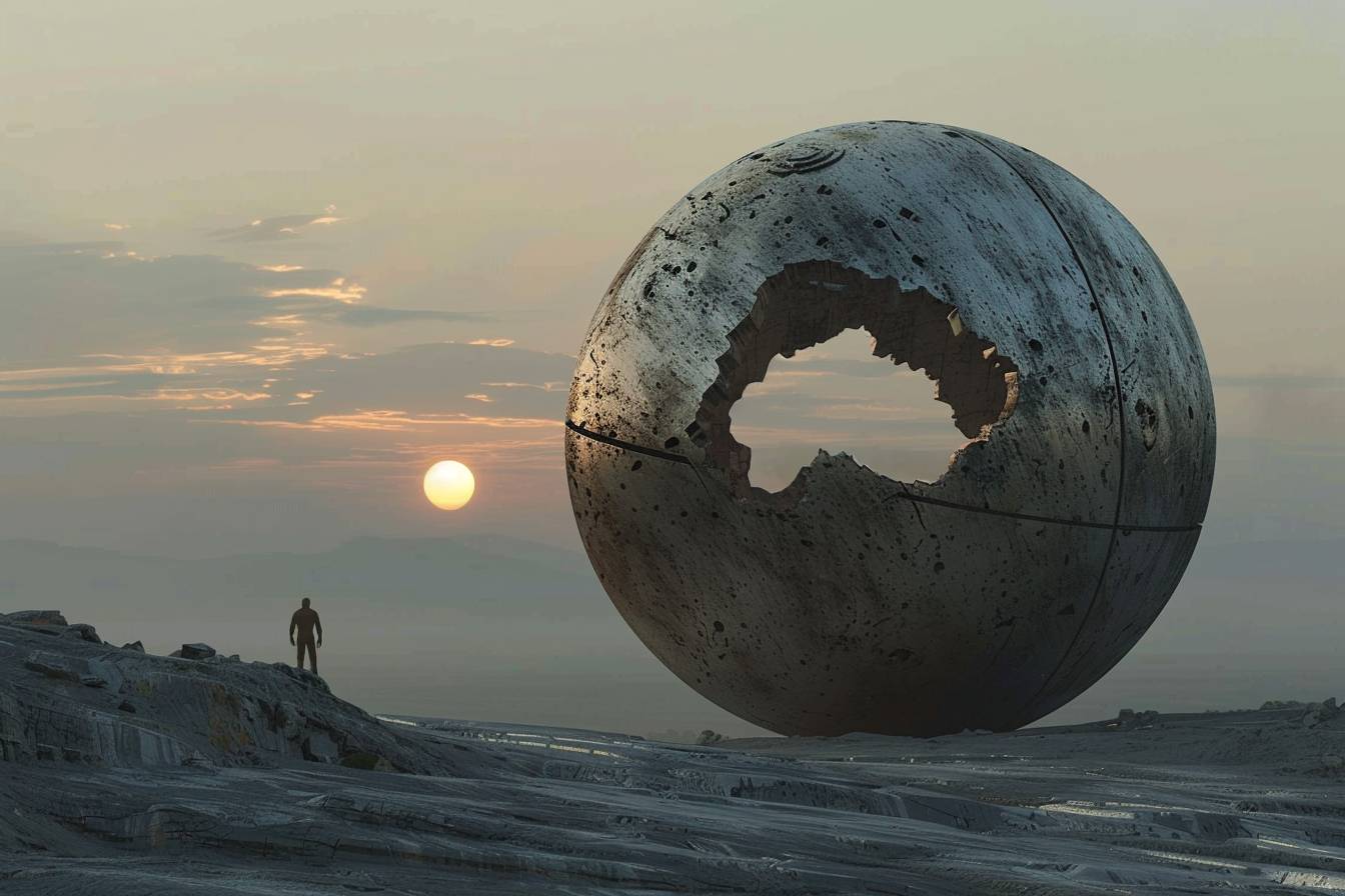 Wasteland, sci-fi art, in the style of Olafur Eliasson