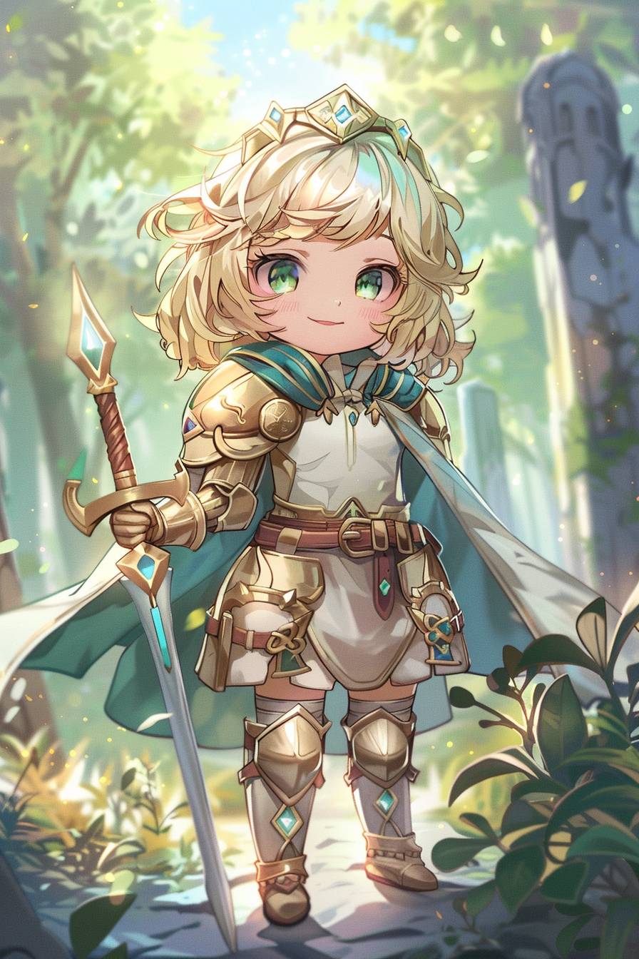 Chibi [Subject], [Action], [Background], cute, pastel colors, full body, fantasy, wide-angle, medieval environment, intricately detailed