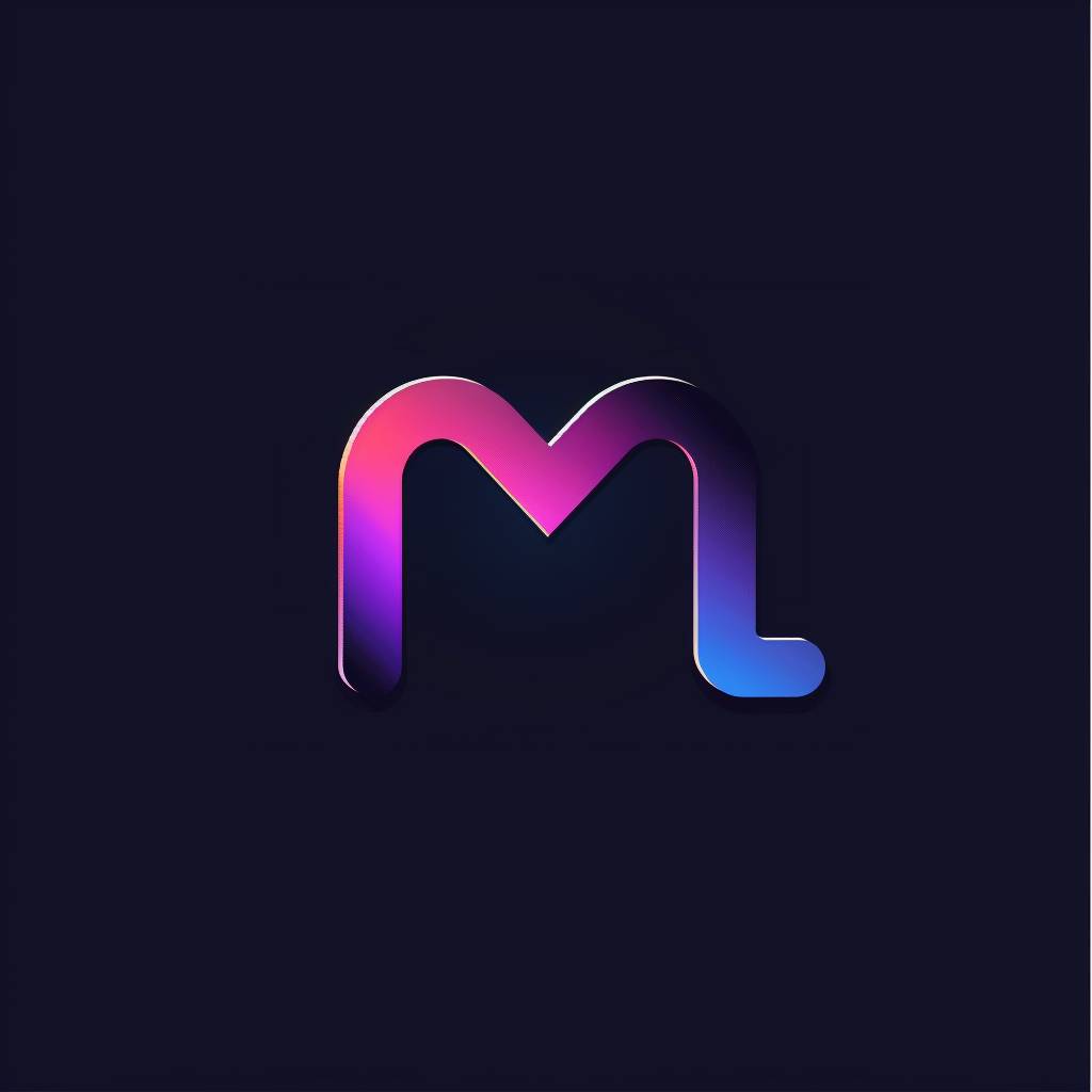 「m」を基にしたスタートアップ企業のミニマリストで未来志向のロゴ