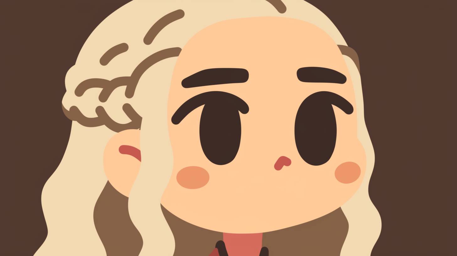 A simple drawing of Daenerys Targaryen, in the style of Allie Brosh with simple lines, flat colors and a stick figure, minimalistic, simple background