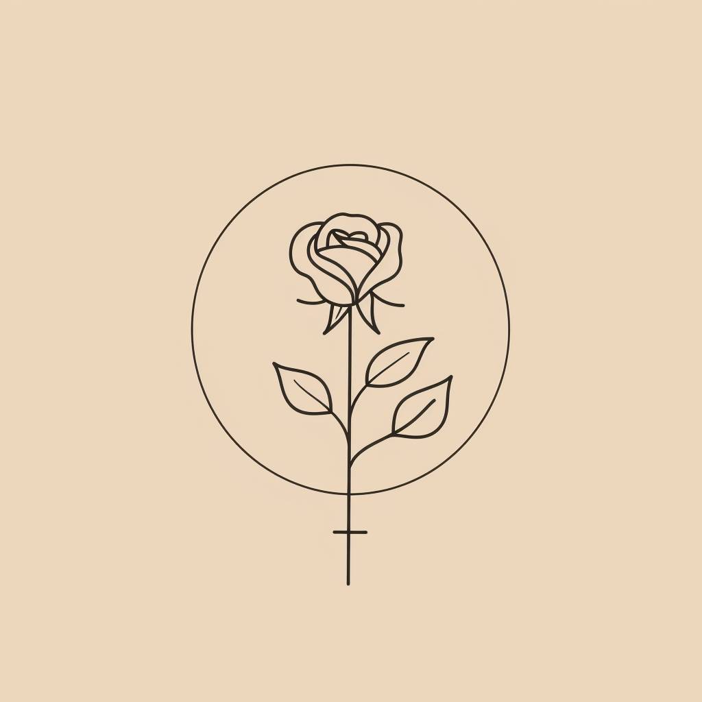 バラのミニマルなラインロゴ、ベクトル