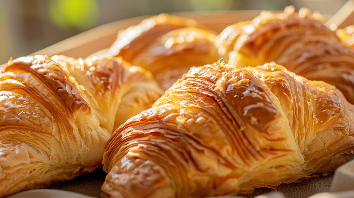 A photograph of a [type of pastry], in warm colors, [context environment], soft and appetizing atmosphere, sun, close-up, taken with a Nikon D850 digital SLR