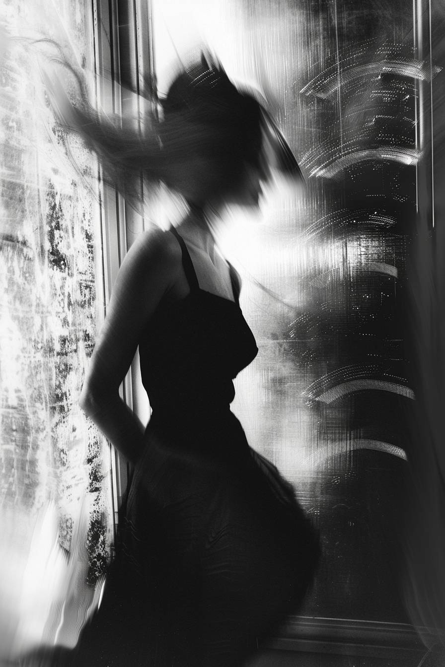 In style of Lillian Bassman, Whispering winds carrying echoes of the past