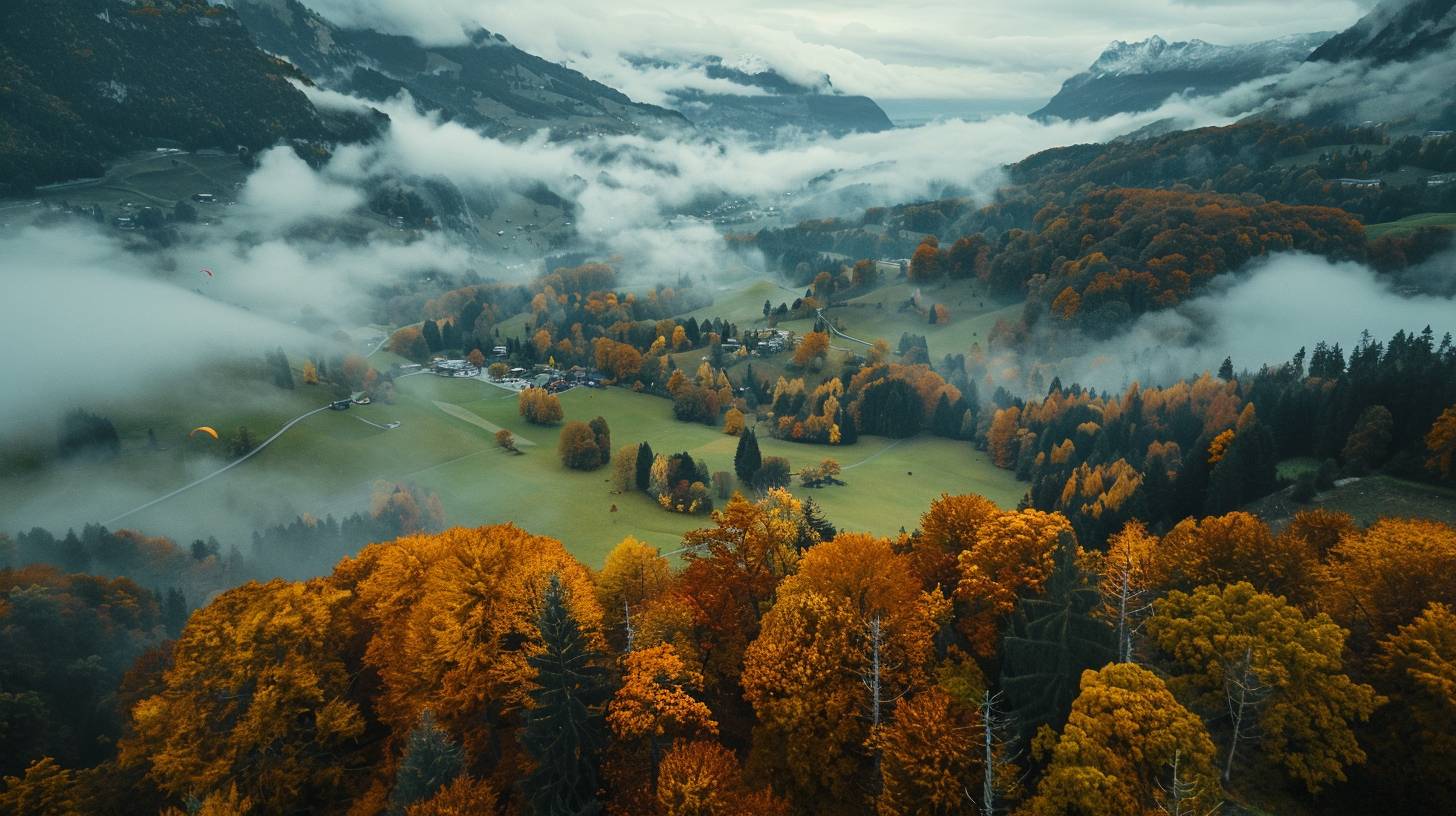 Aerial photo of a paraglider