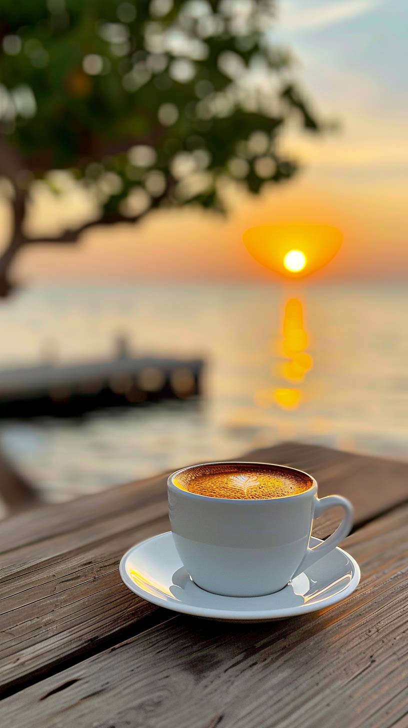 Drink coffee at sunrise