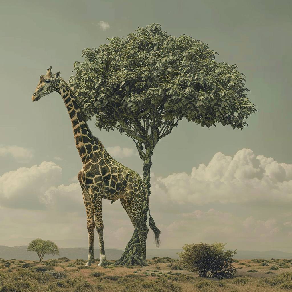 an impossible tree made from a giraffe