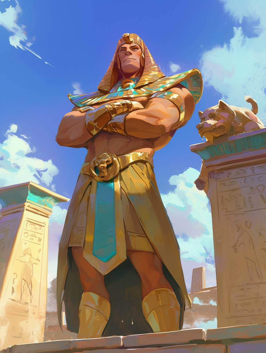 古代エジプトの皇帝としてのスクービードューのコンセプトアート、ビデオゲームのケースカバーアートに