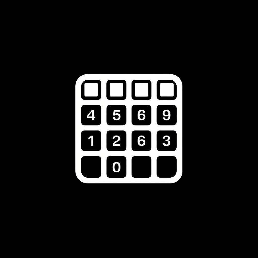 Keyboard Keypad Icon: Base the logo on the image of a keypad, incorporating a few simple keys or the outline of the entire keyboard to symbolize secure password management.