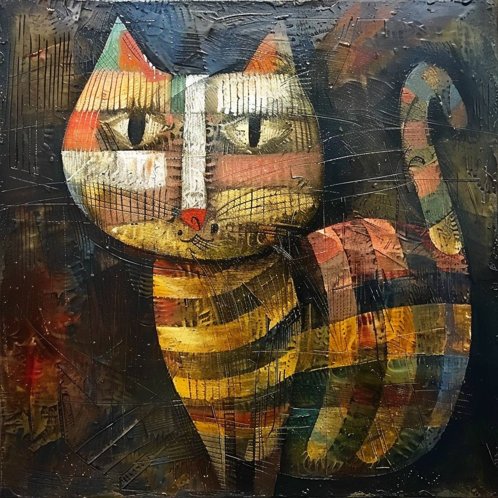 Feline animal painting in the style of Konstantin Melnikov