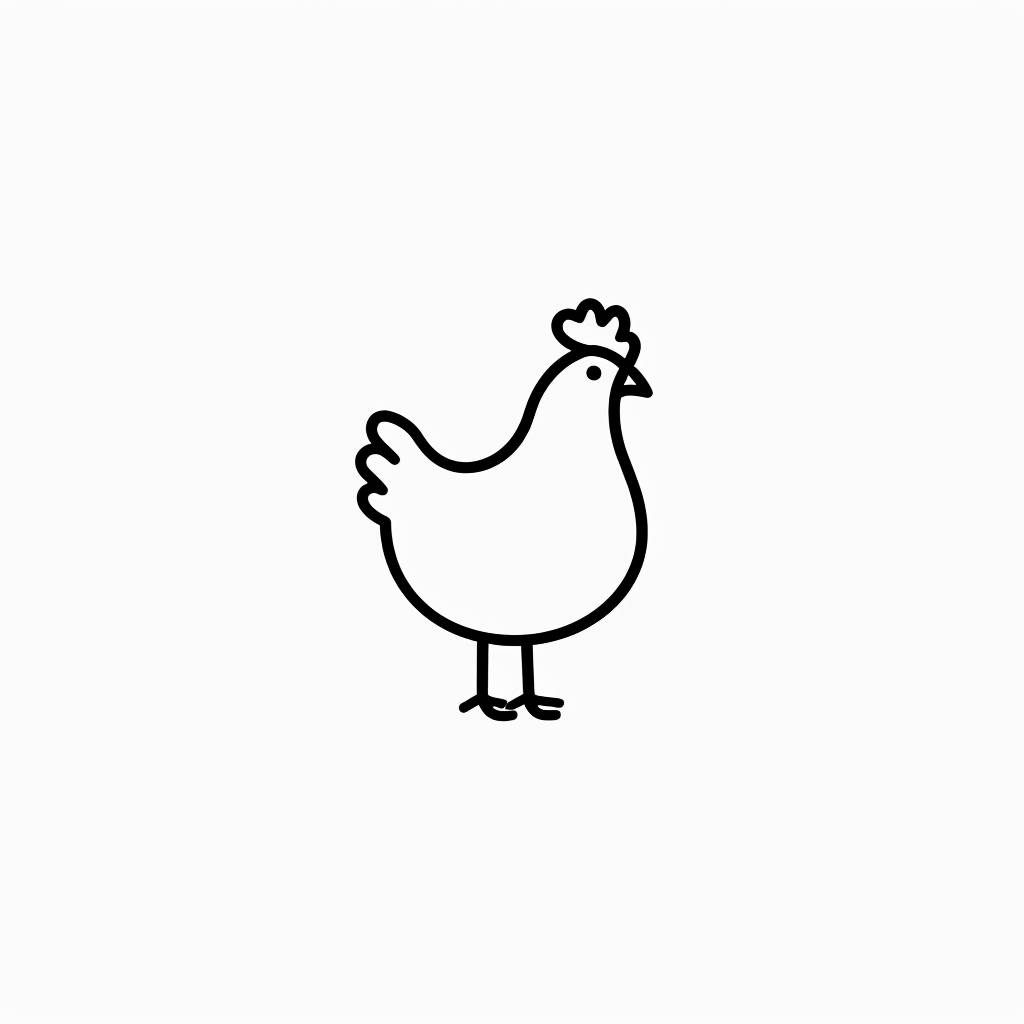 Simple minimal chicken logo in the style of Paul Rand, without text